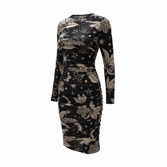 FARM Rio Dresses & Skirts - FARM Rio Black and Cream Long Sleeve Dress